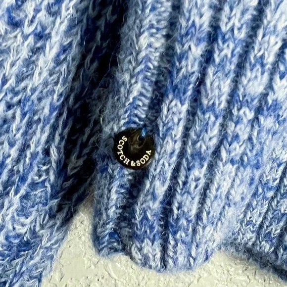 Scotch & Soda Alpaca Blend EUC Loose-Knit Puff Shoulder Heather Blue Sweater L - Picture 5 of 12